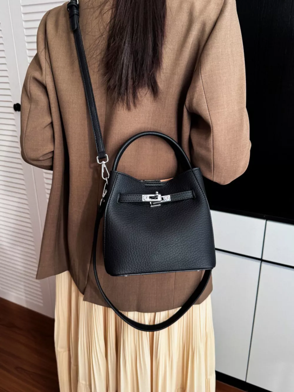 Leather Top Handle Crossbody Bag, image 6