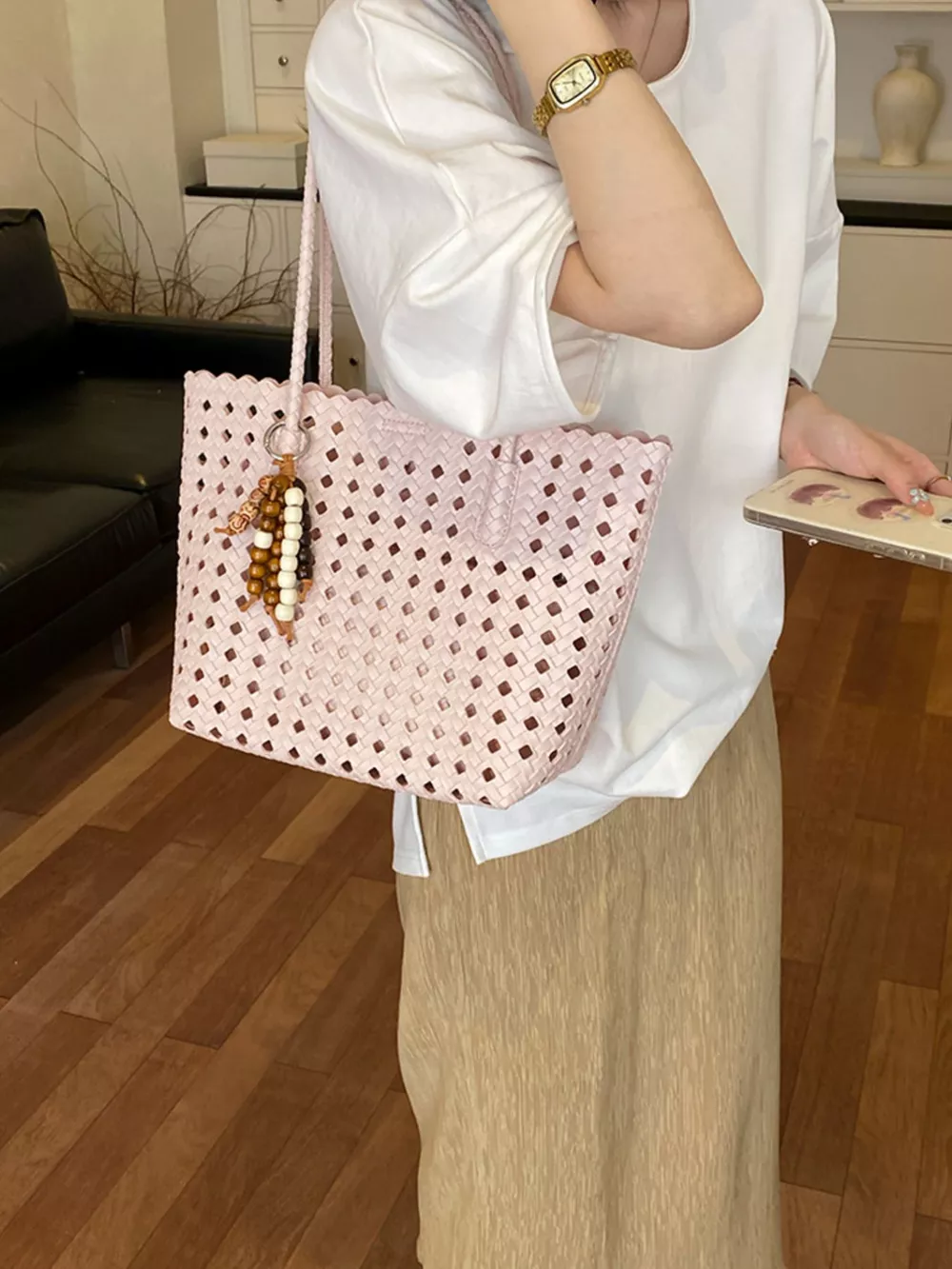 Woven Hollow-Out Shoulder Bag, image 2
