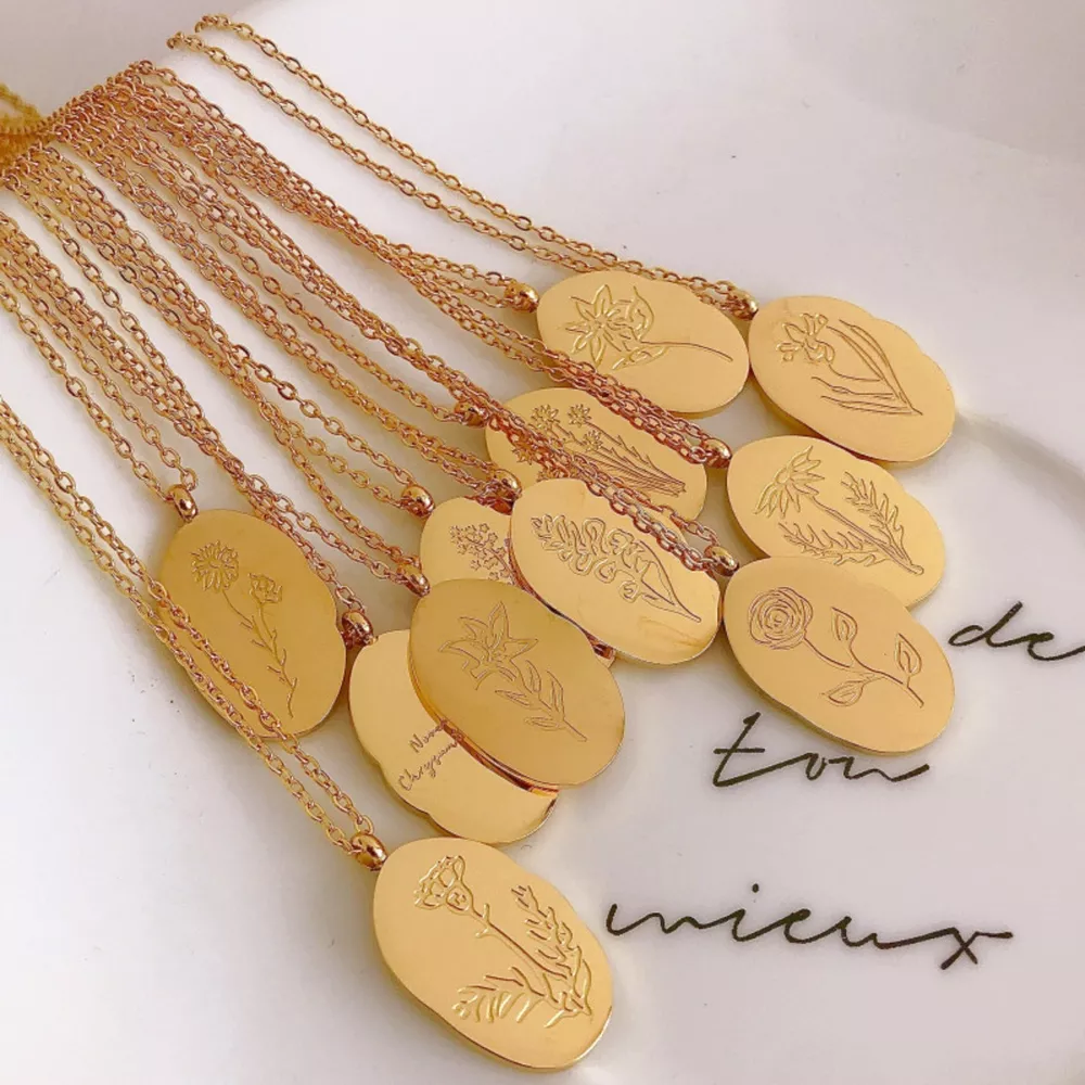 18K Gold-Plated Engraved Pendant Necklace, image 2
