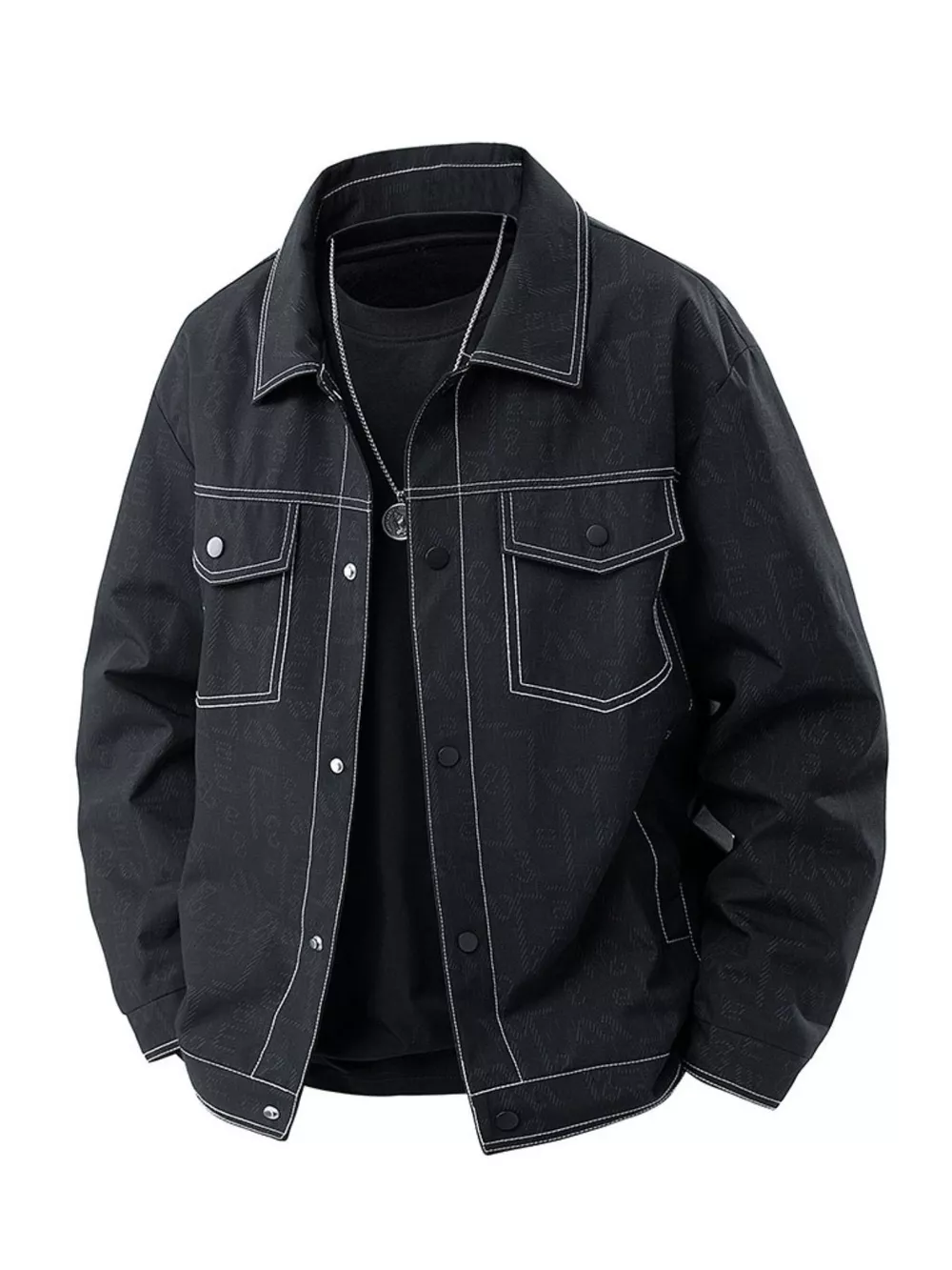Men's Plus Size Snap Down Casual Denim Jacket