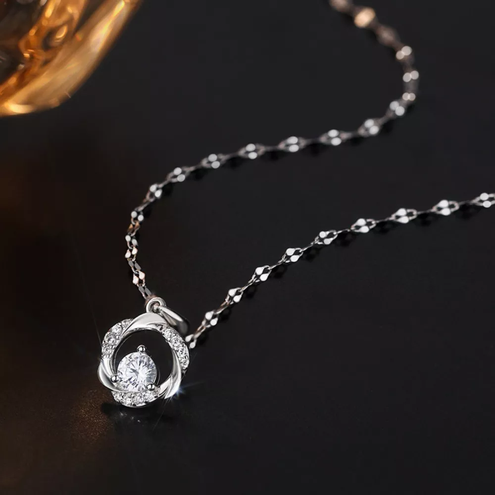 925 Sterling Silver Zircon Pendant Necklace, image 5