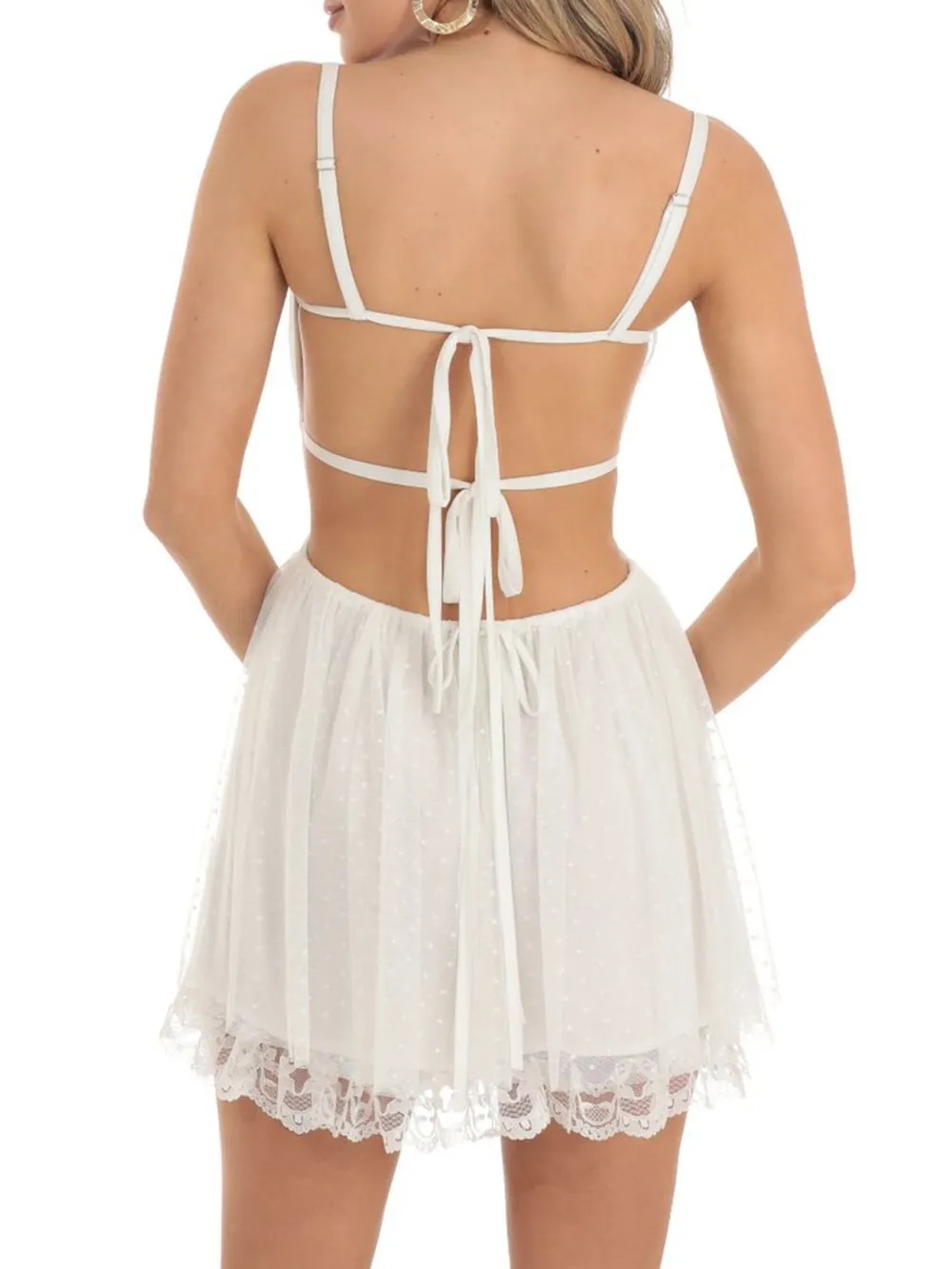 Lace Backless Mini Cami Dress, image 6
