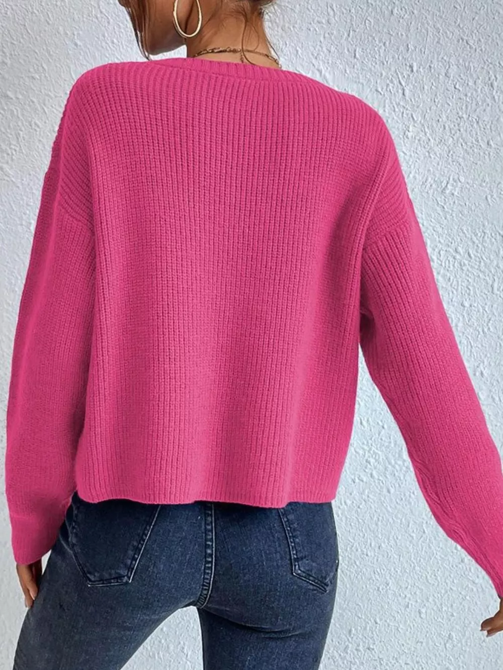 Ribbed Knit Dropped Shoulder Sweater, image 18