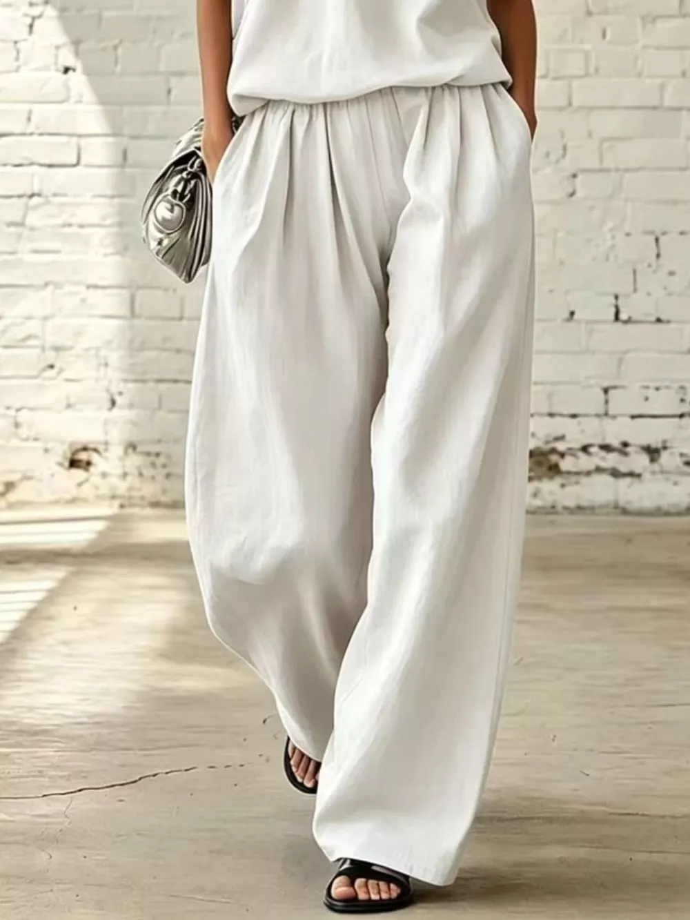 Full Size Sleeveless Top and Wide-Leg Pants Set Plus Size, image 2