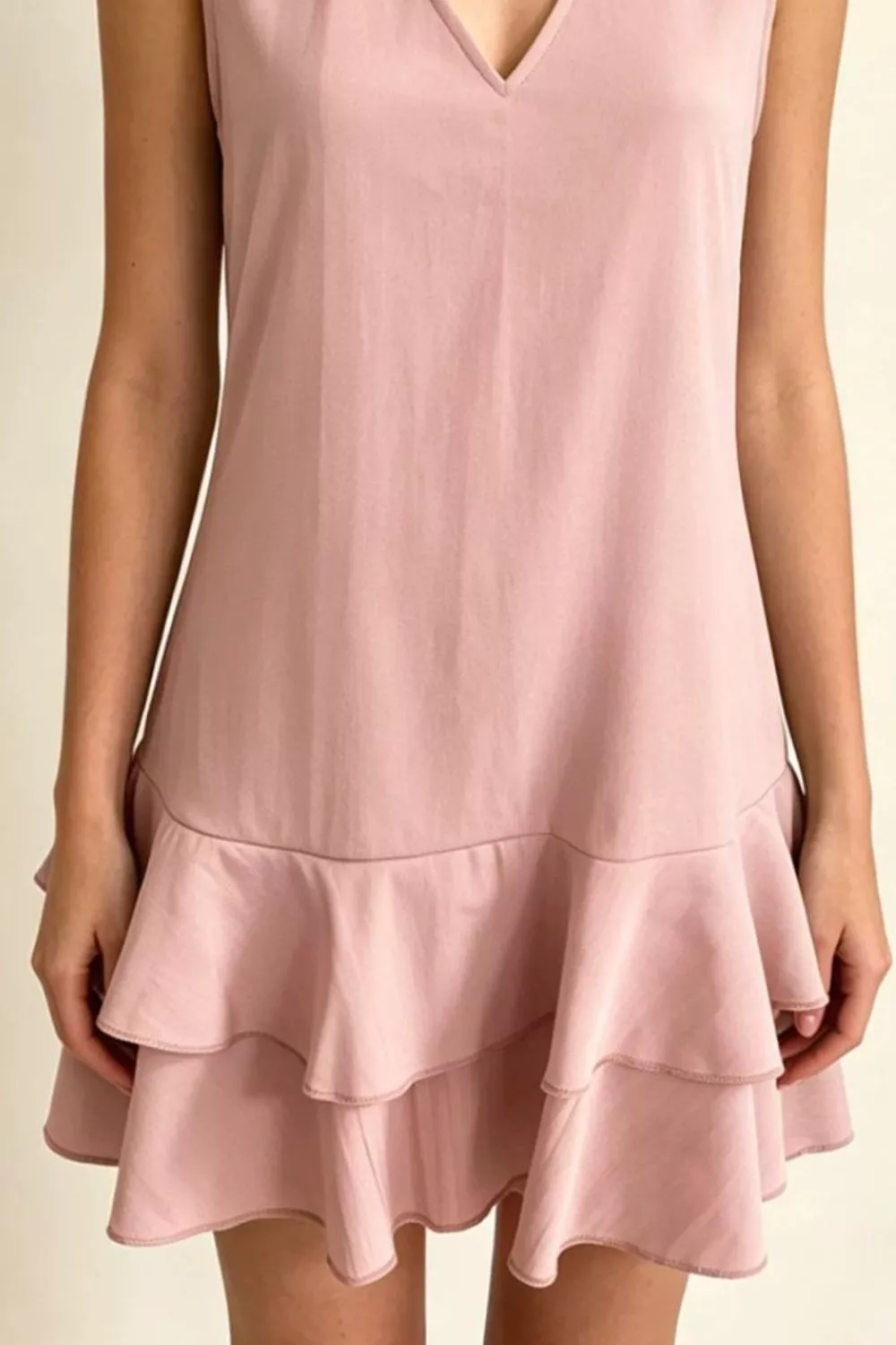 Full Size Sleeveless V-Neck Ruffle Hem Mini Dress Plus Size, image 9