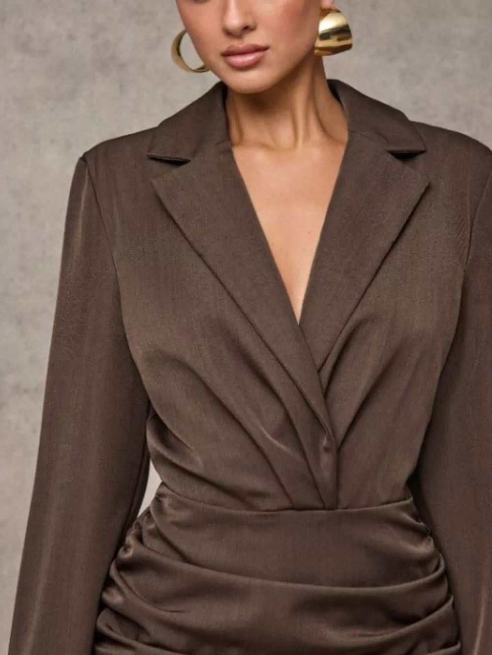 Blazer-Style Long Sleeve Ruffled Hem Mini Dress, image 3