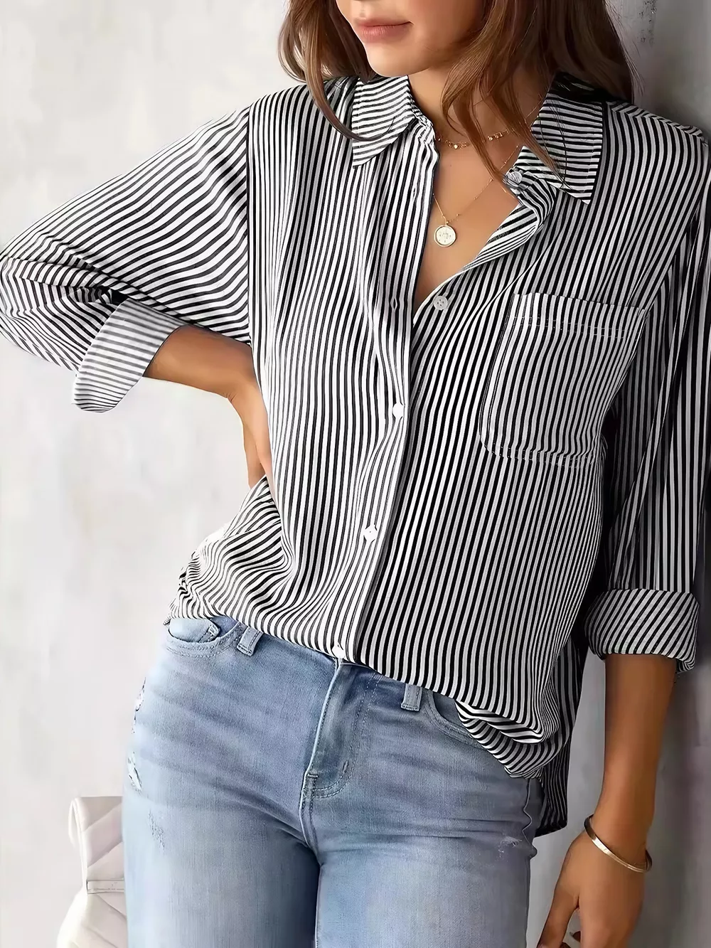 Classic Striped Button-Down Shirt, image 6