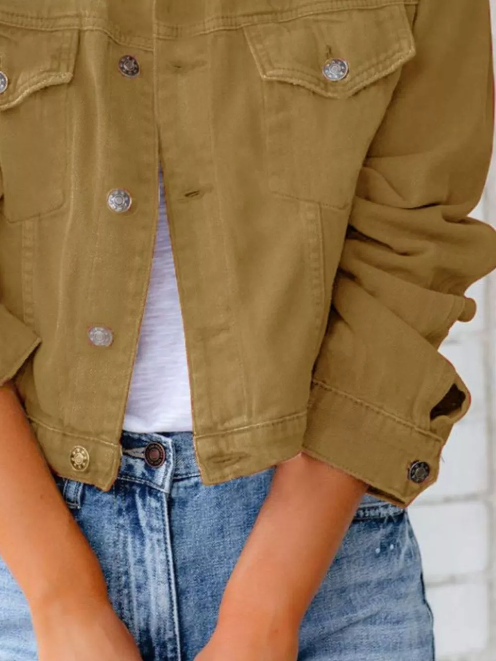 Button Up Long Sleeve Denim Jacket, image 6