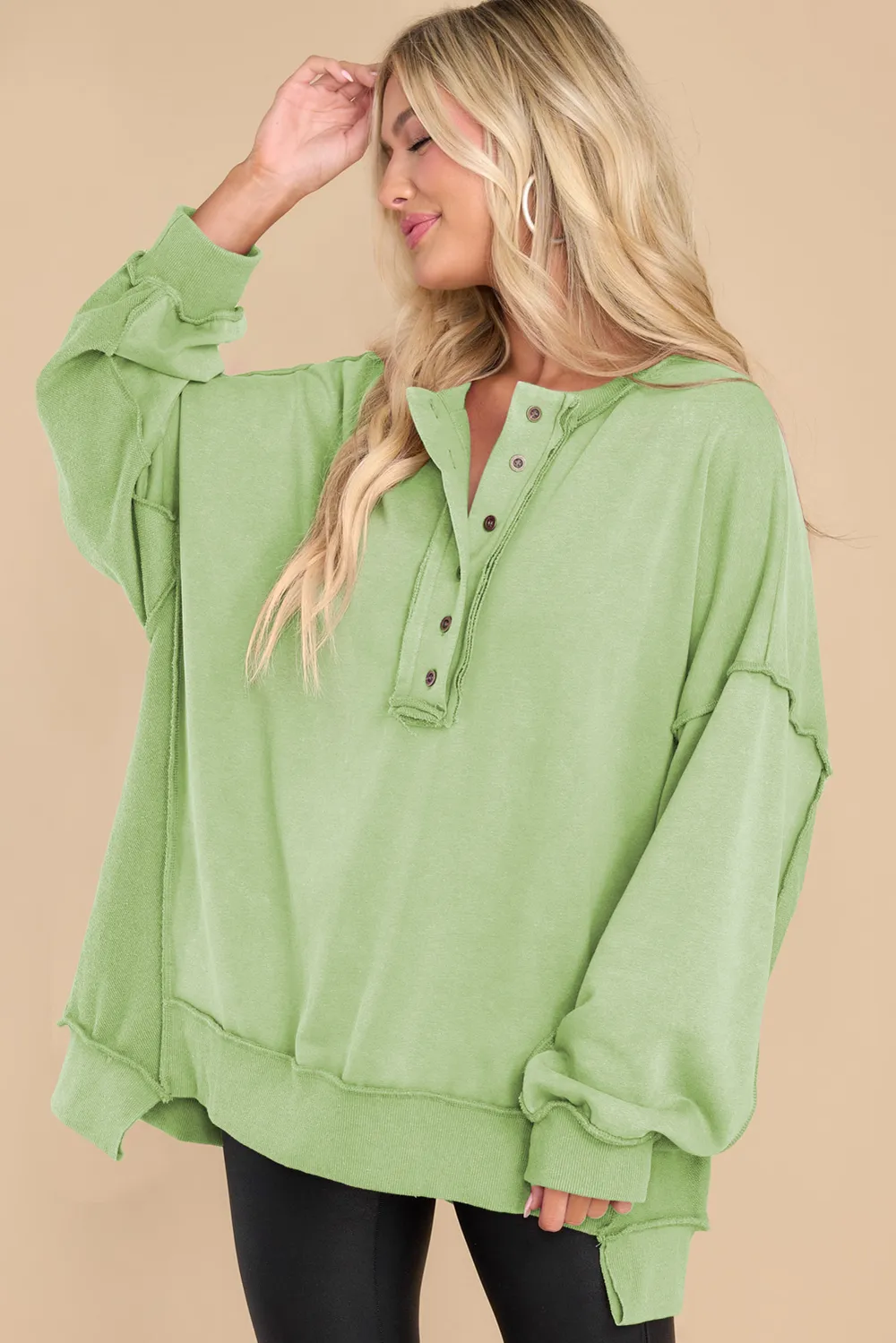 Exposed Seam Long Sleeve Sweatshirt, image 2