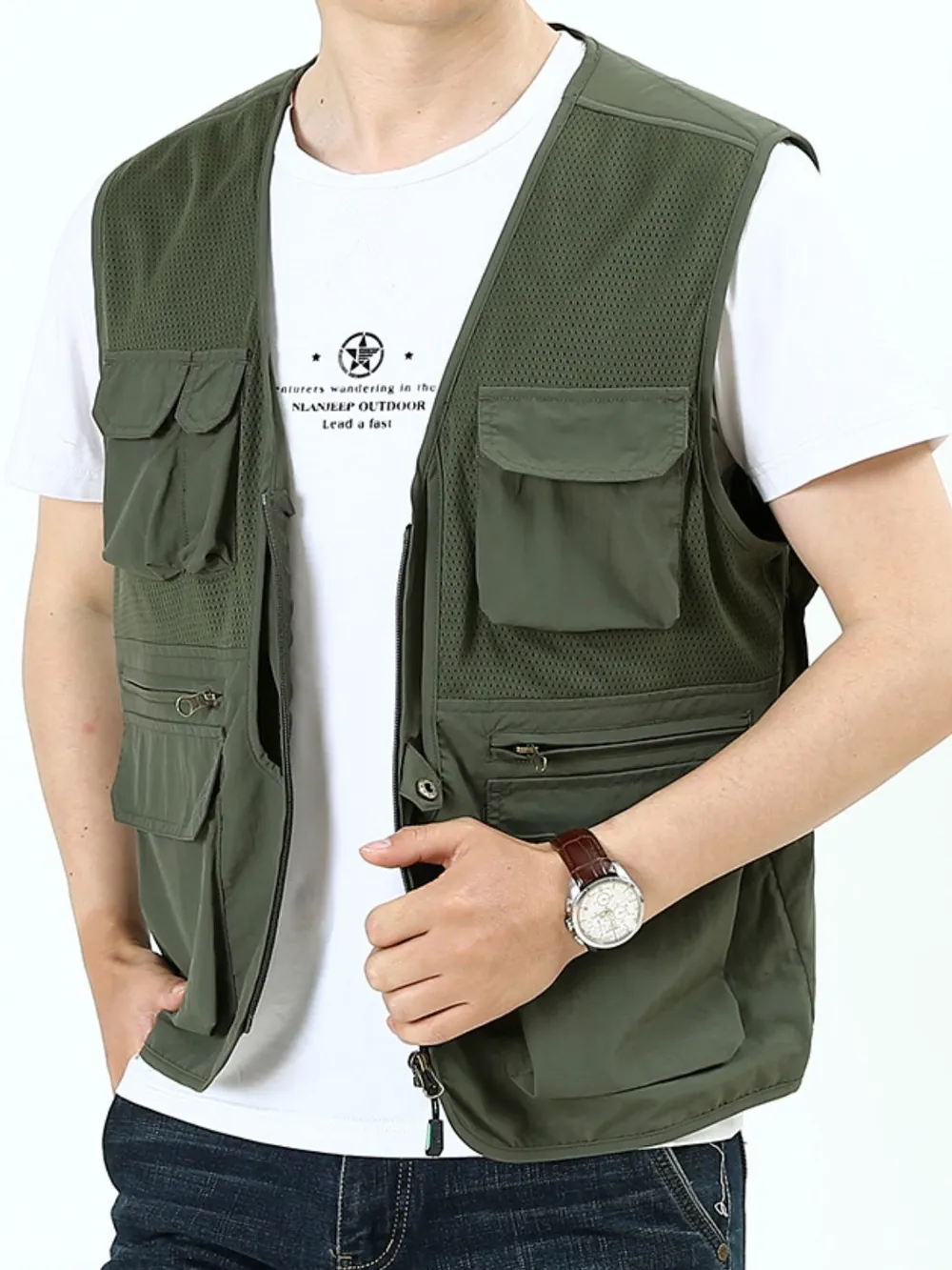 Men's Plus Size Zip Up Vest, image 3