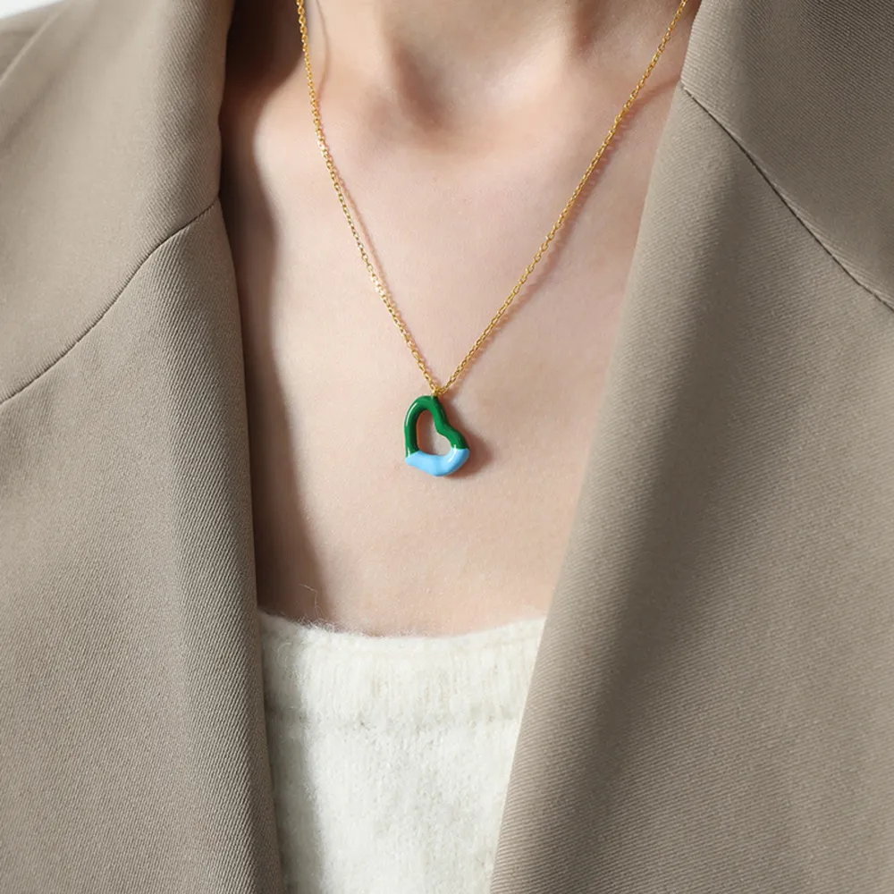 Heart Pendant Titanium Steel Necklace, image 2