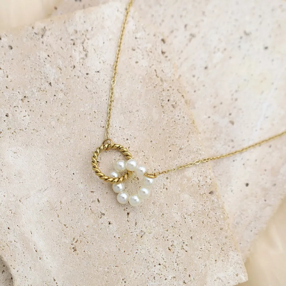 18K Gold-Plated Pearl Twisted Pendant Necklace, image 6