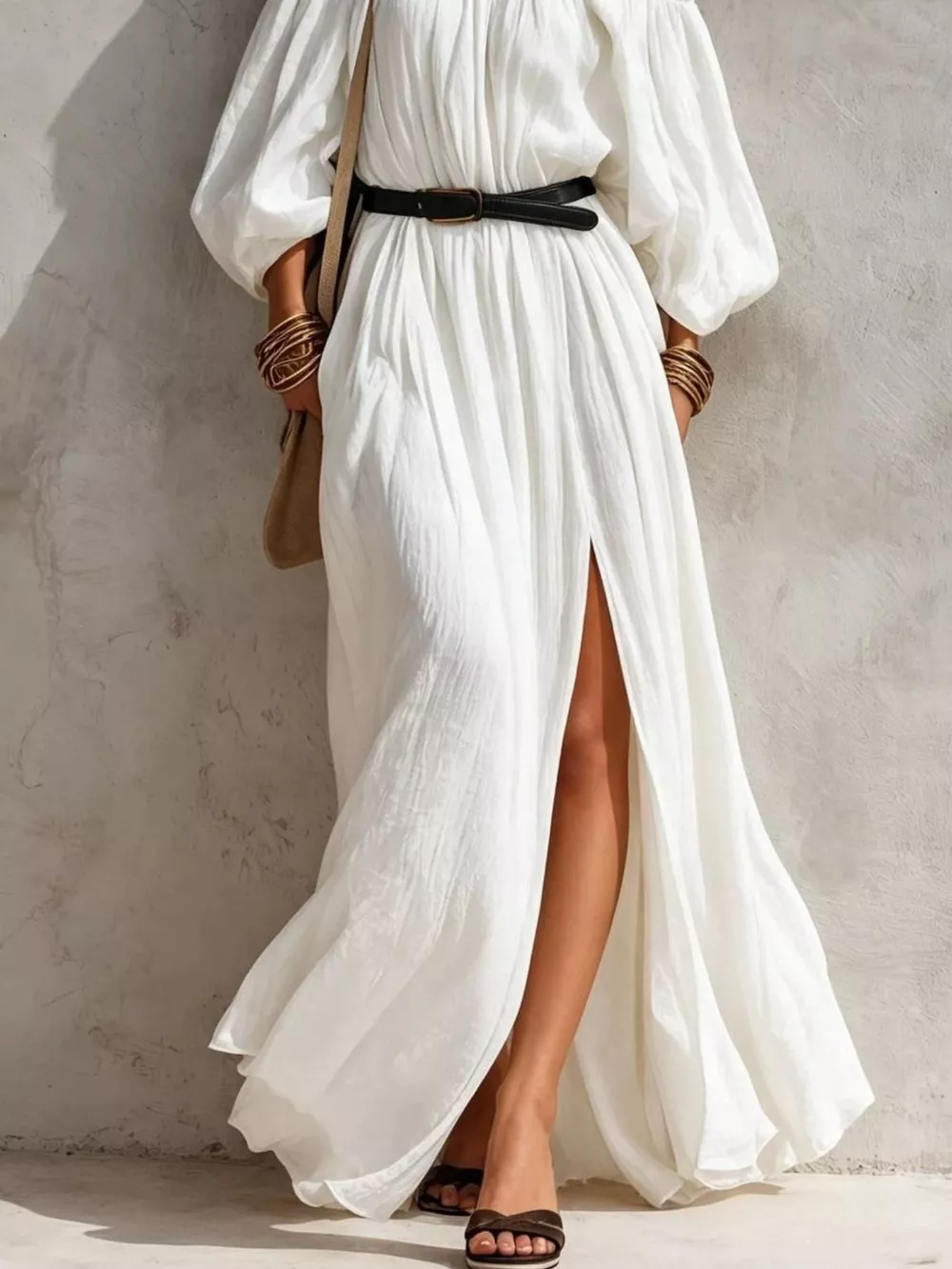 Boho Off-Shoulder Maxi Dress with Side Slit, image 9