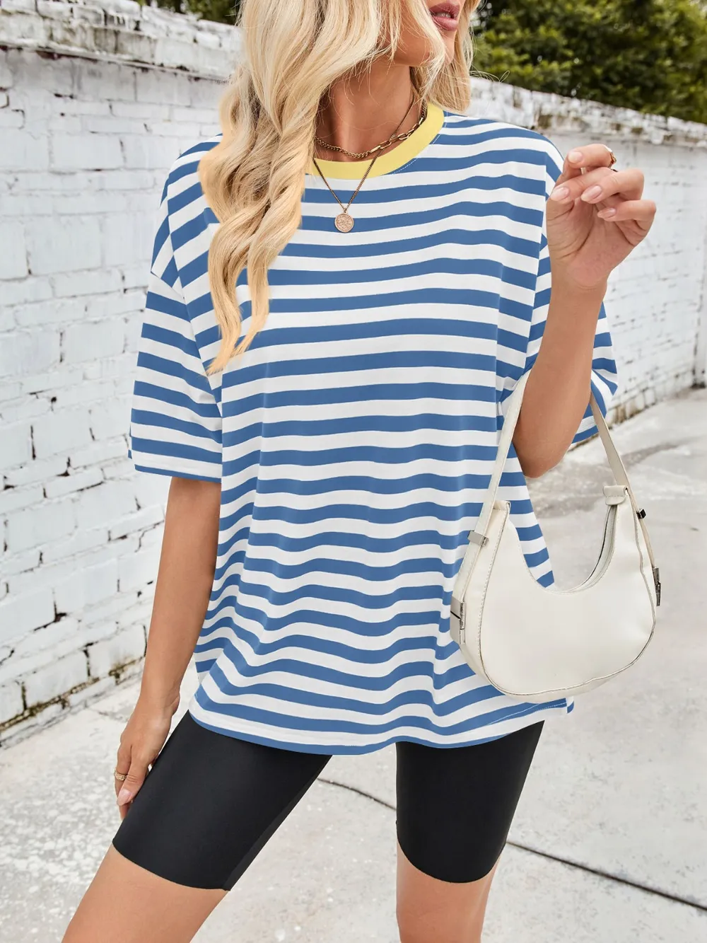 Striped Round Neck Half Sleeve T-Shirt, image 14