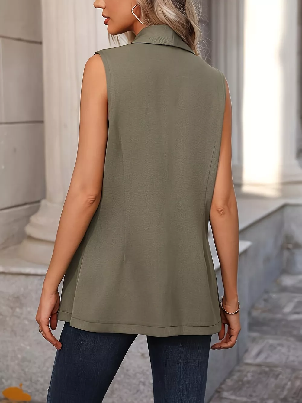 Sleeveless Shawl Collar Vest Coat, image 2
