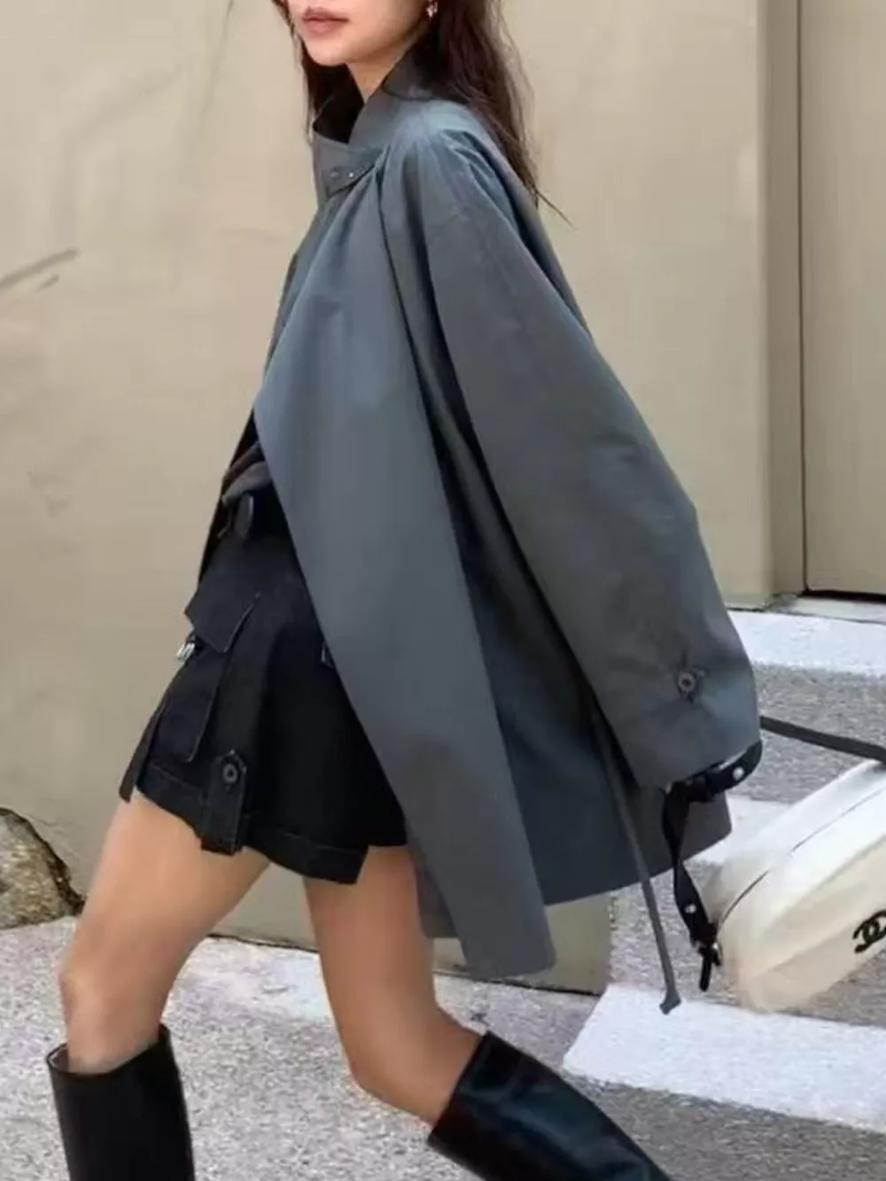 Open Front Long Sleeve Trench Coat, image 3