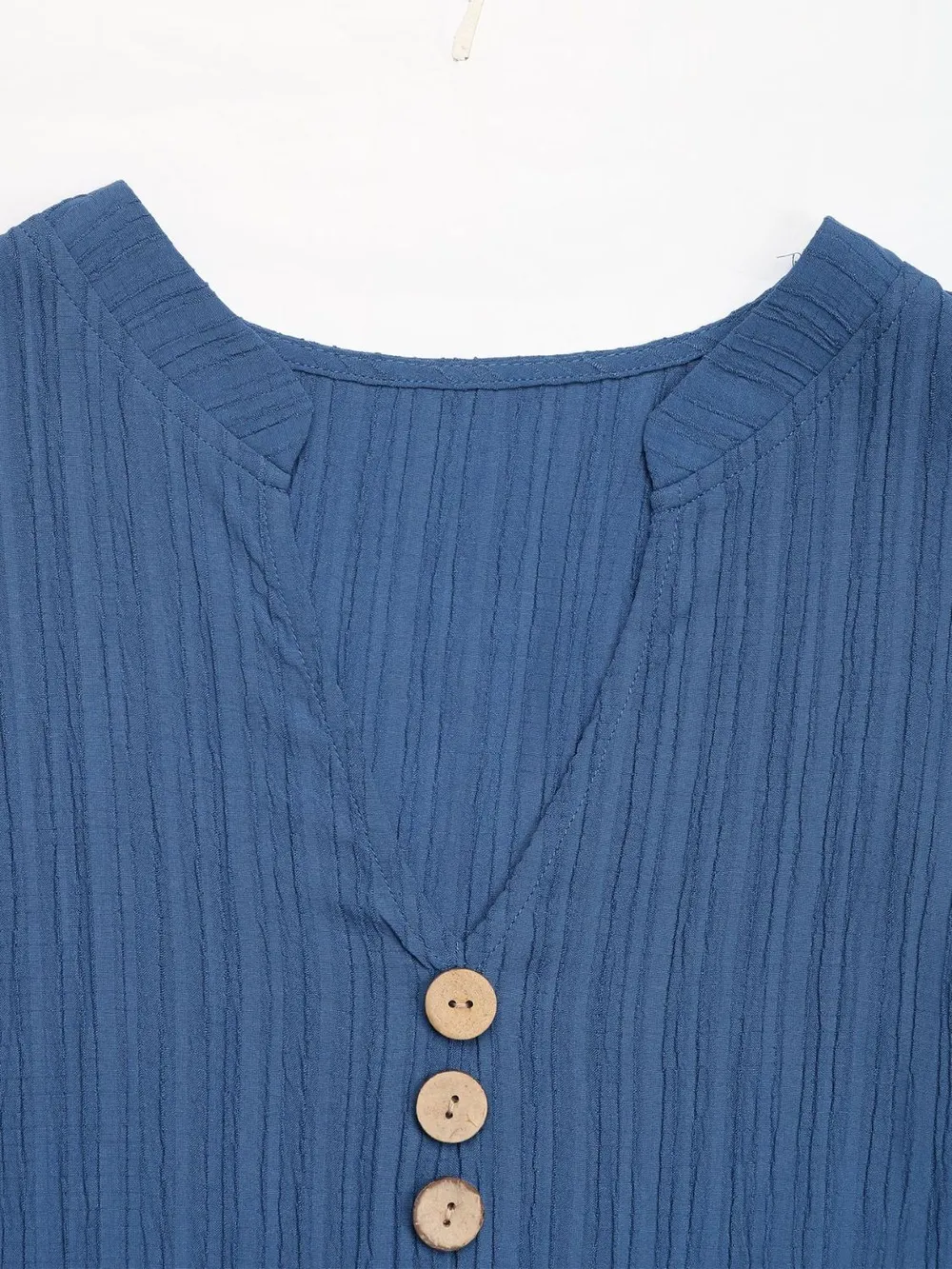 Decorative Button Notched Sleeveless Tiered Dress, image 4