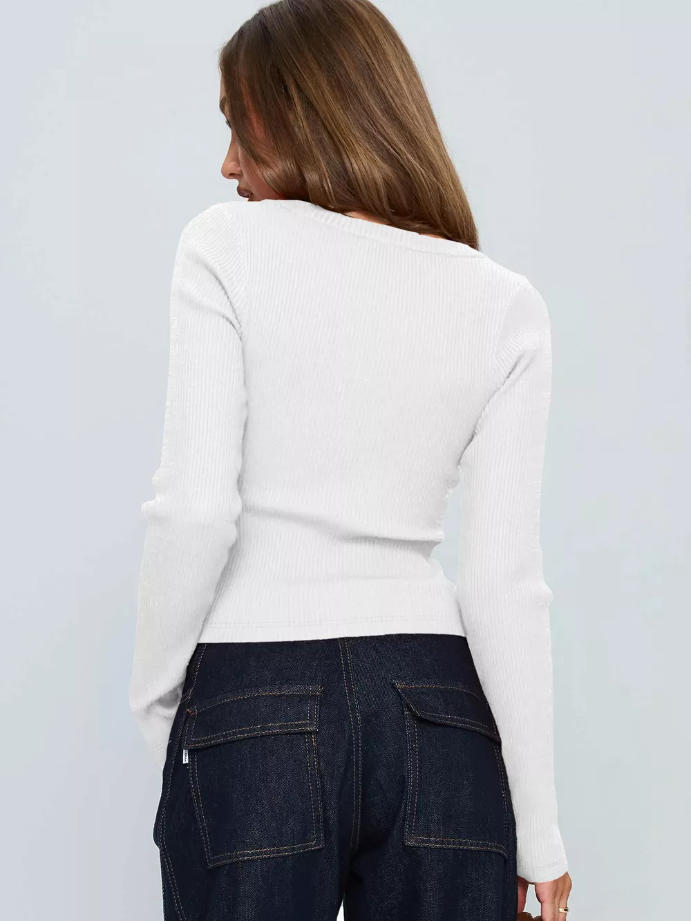 Ribbed Knit Button-Down Cardigan, image 20