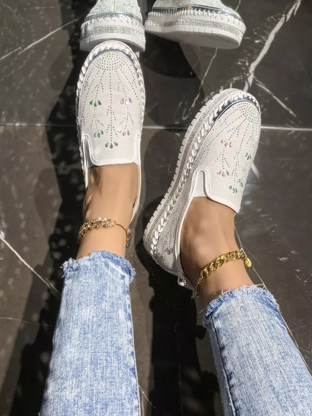 Rhinestone Embellished Platform Loafers, image 9