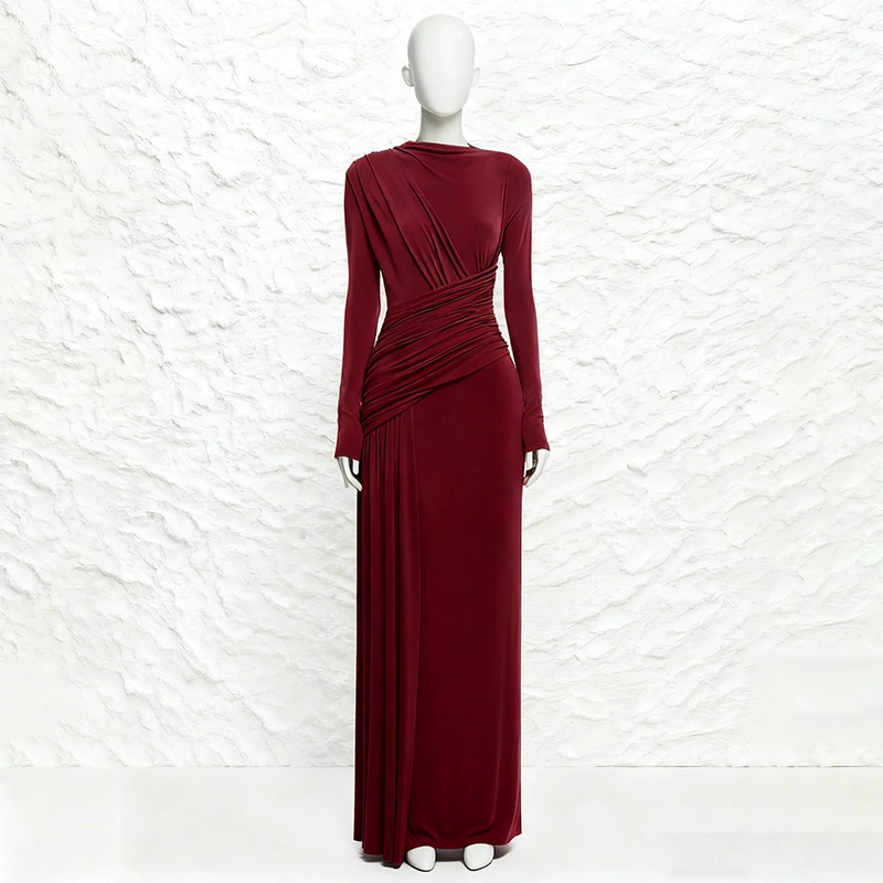 Ruched Long Sleeve Maxi Dress, image 16