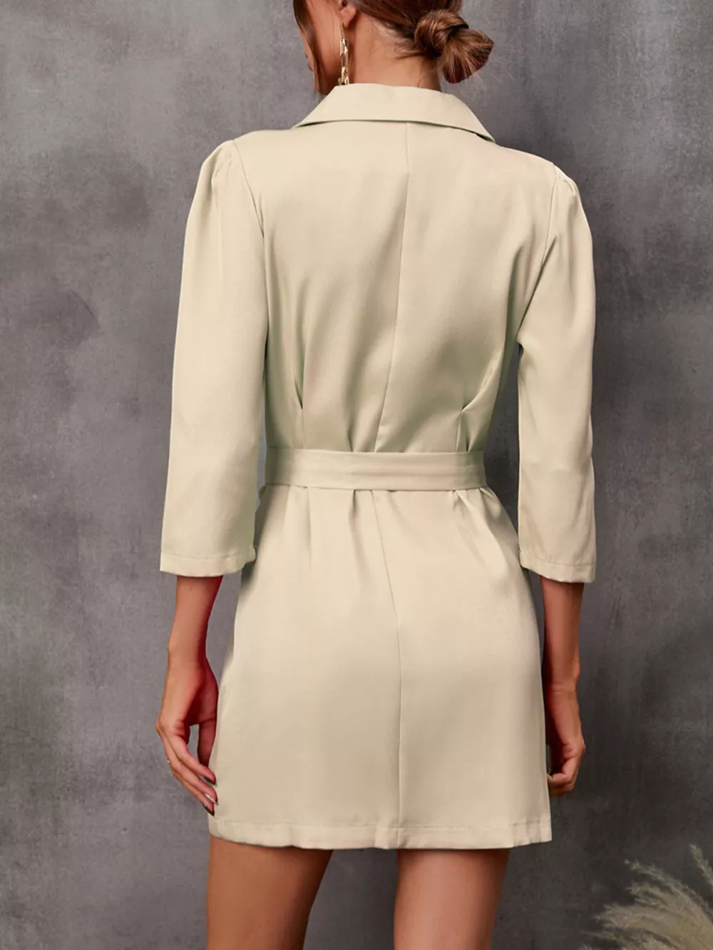 Double-Breasted Blazer Dress with Embellished Belt, image 14