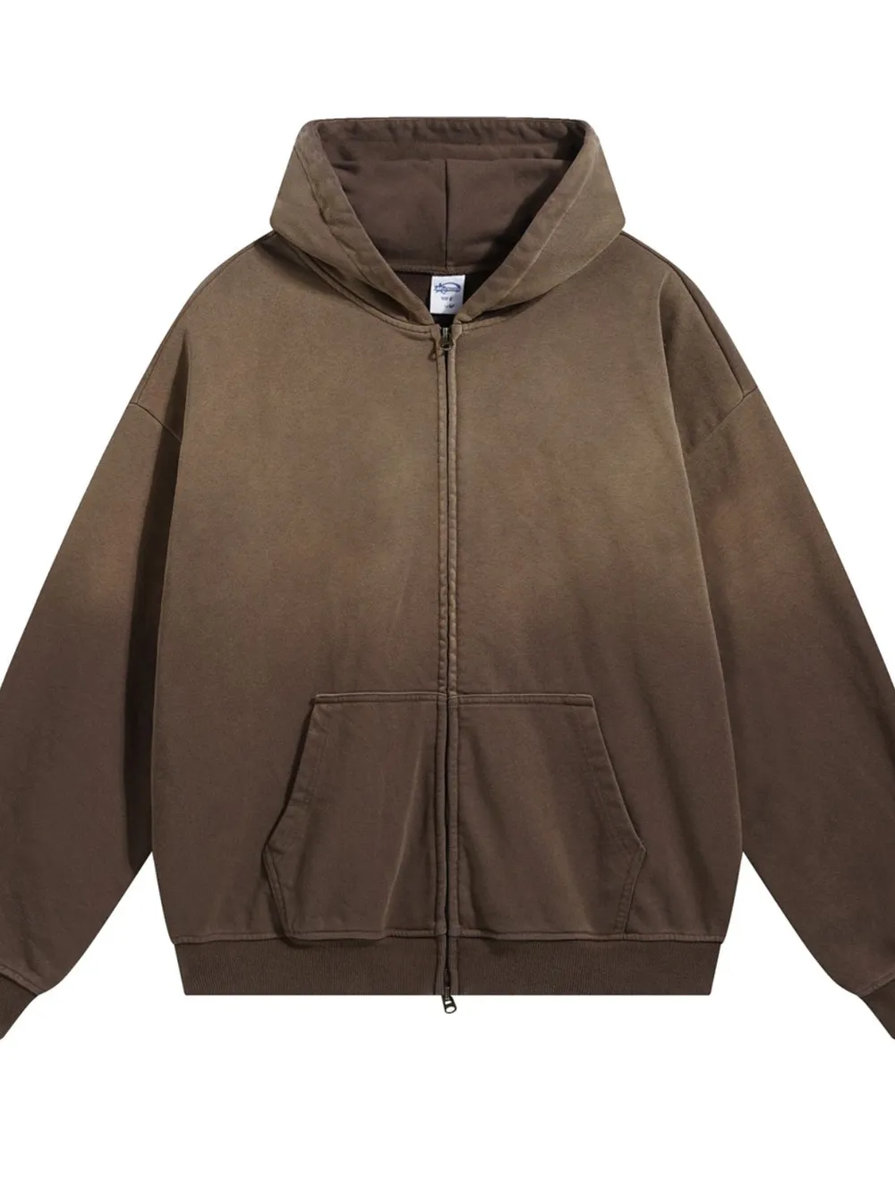 Men's Gradient Zip Up Drop Shoulder Hoodie, image 3