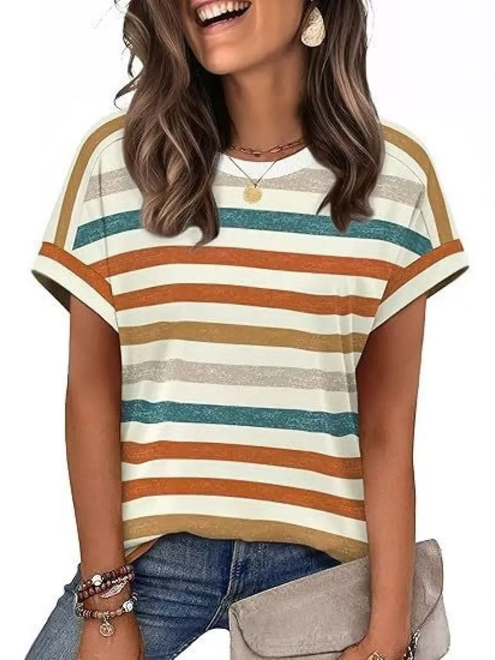Striped Short Sleeve Casual T-Shirt, image 3