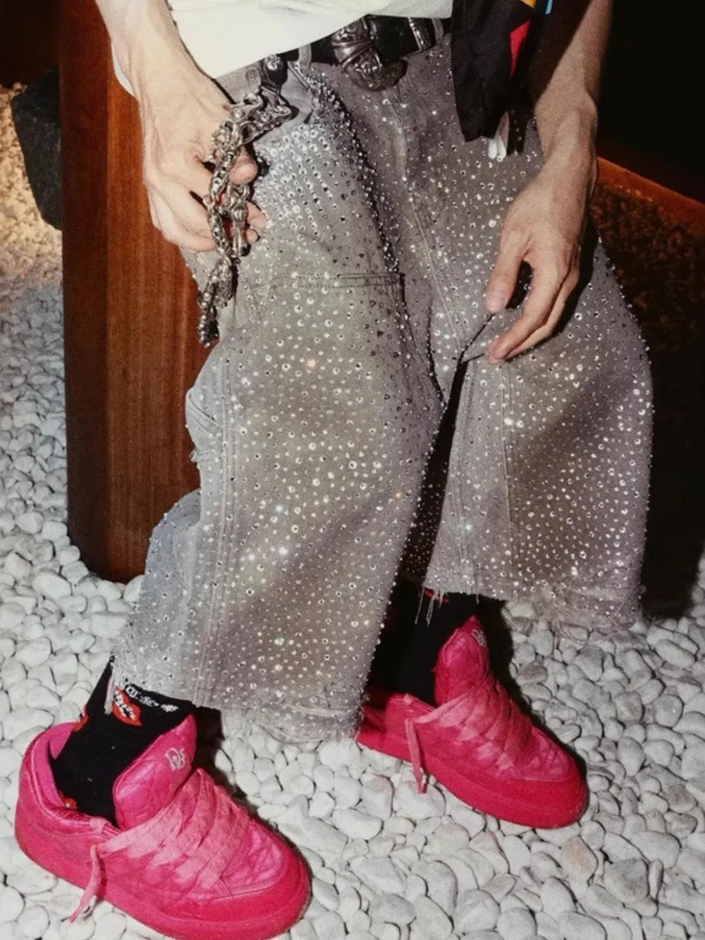 Men's Rhinestone Shorts with Pockets, image 3