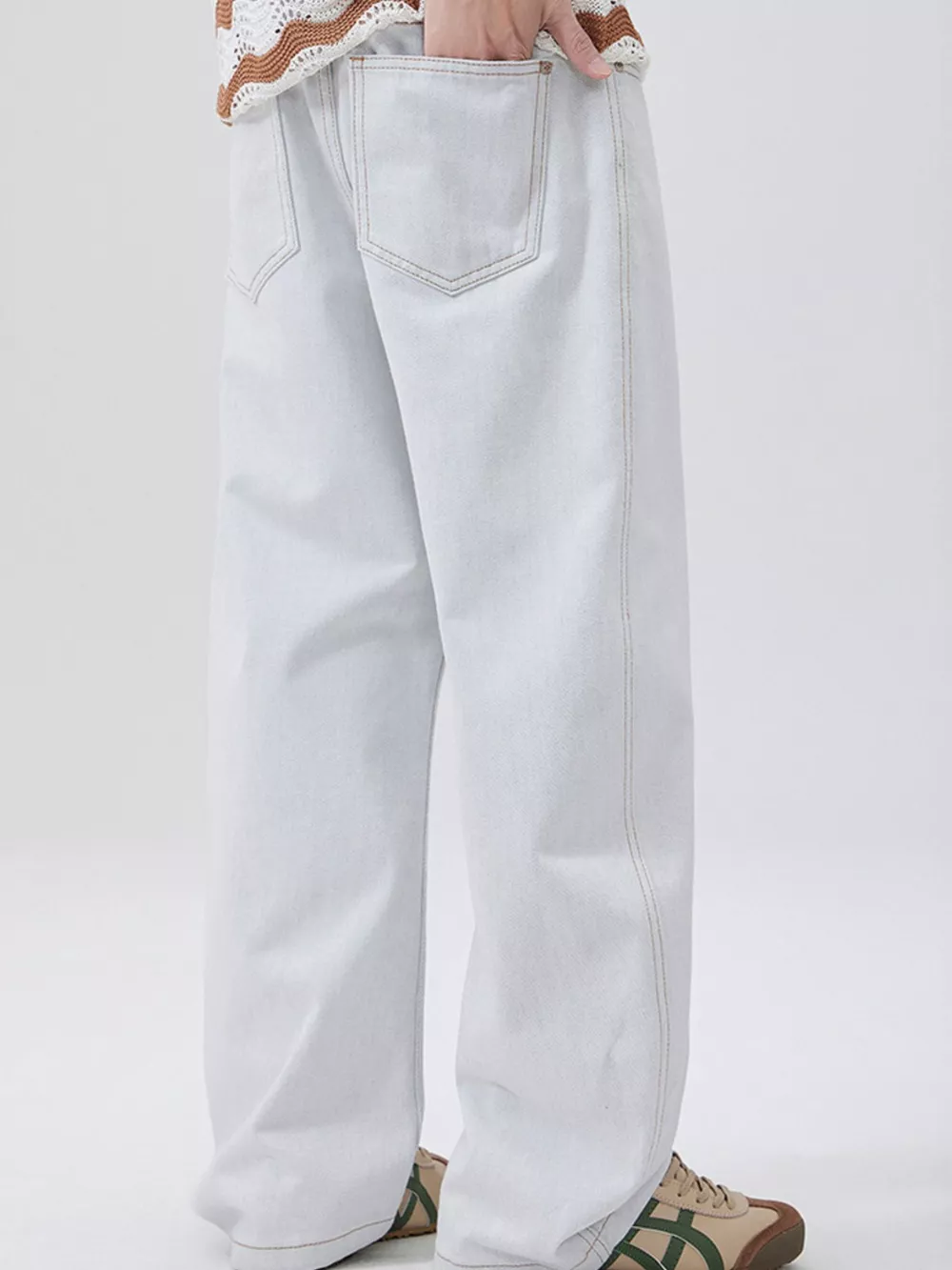 Men's Wash Wide Leg Jeans, image 3