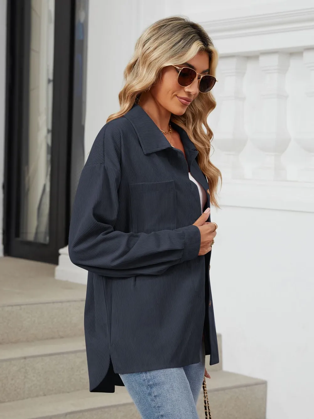 Button Up Long Sleeve Shirt with Breast Pockets, image 15