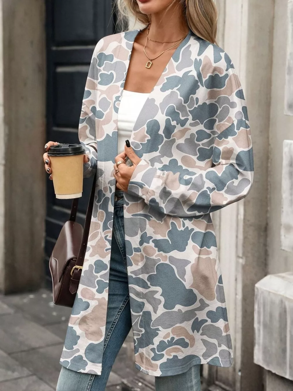 Printed Open Front Cardigan, image 8