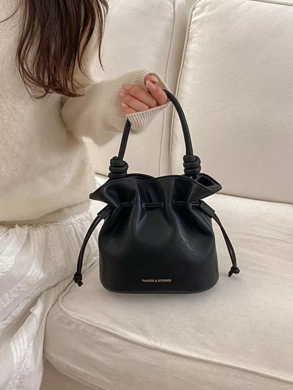 Drawstring Bucket Crossbody Bag
