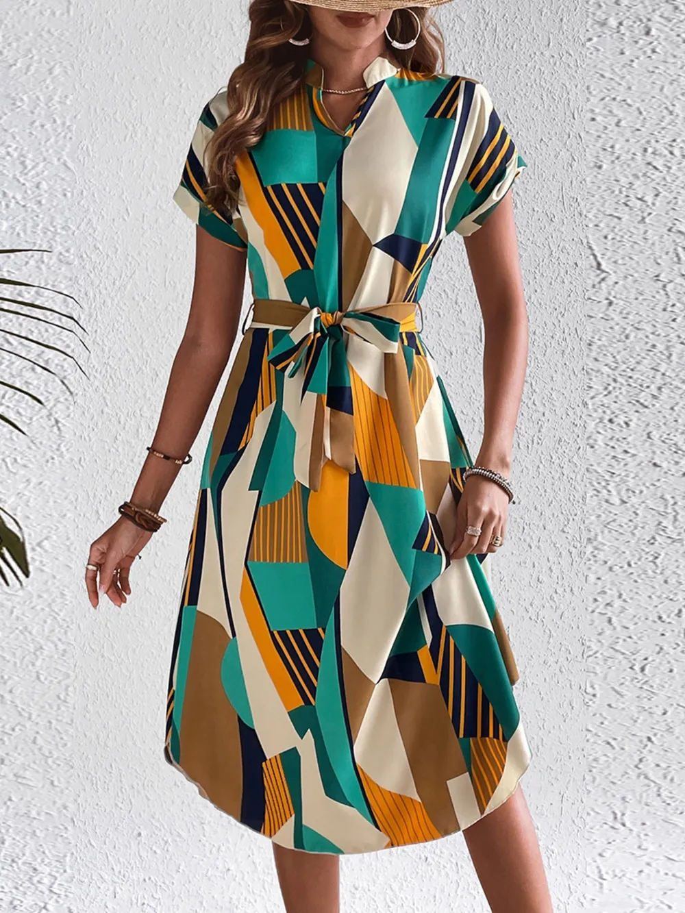 Tie Waist Short Sleeve Dress, image 2