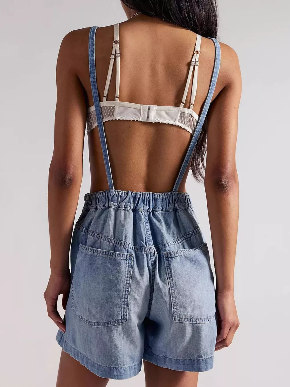 Backless Denim Short Overalls, image 6