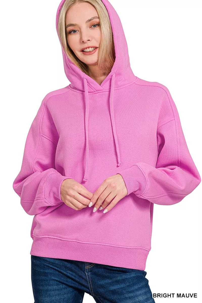 Drawstring Relaxed Fit Fleece Hoodie, image 2