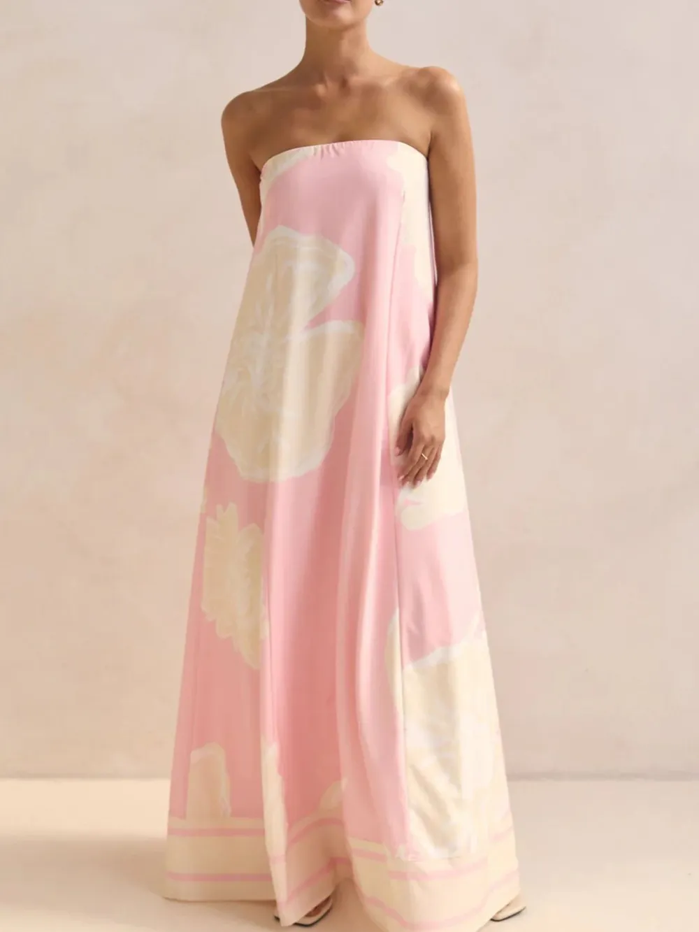 Smocked Printed Tube Maxi Dress, image 8