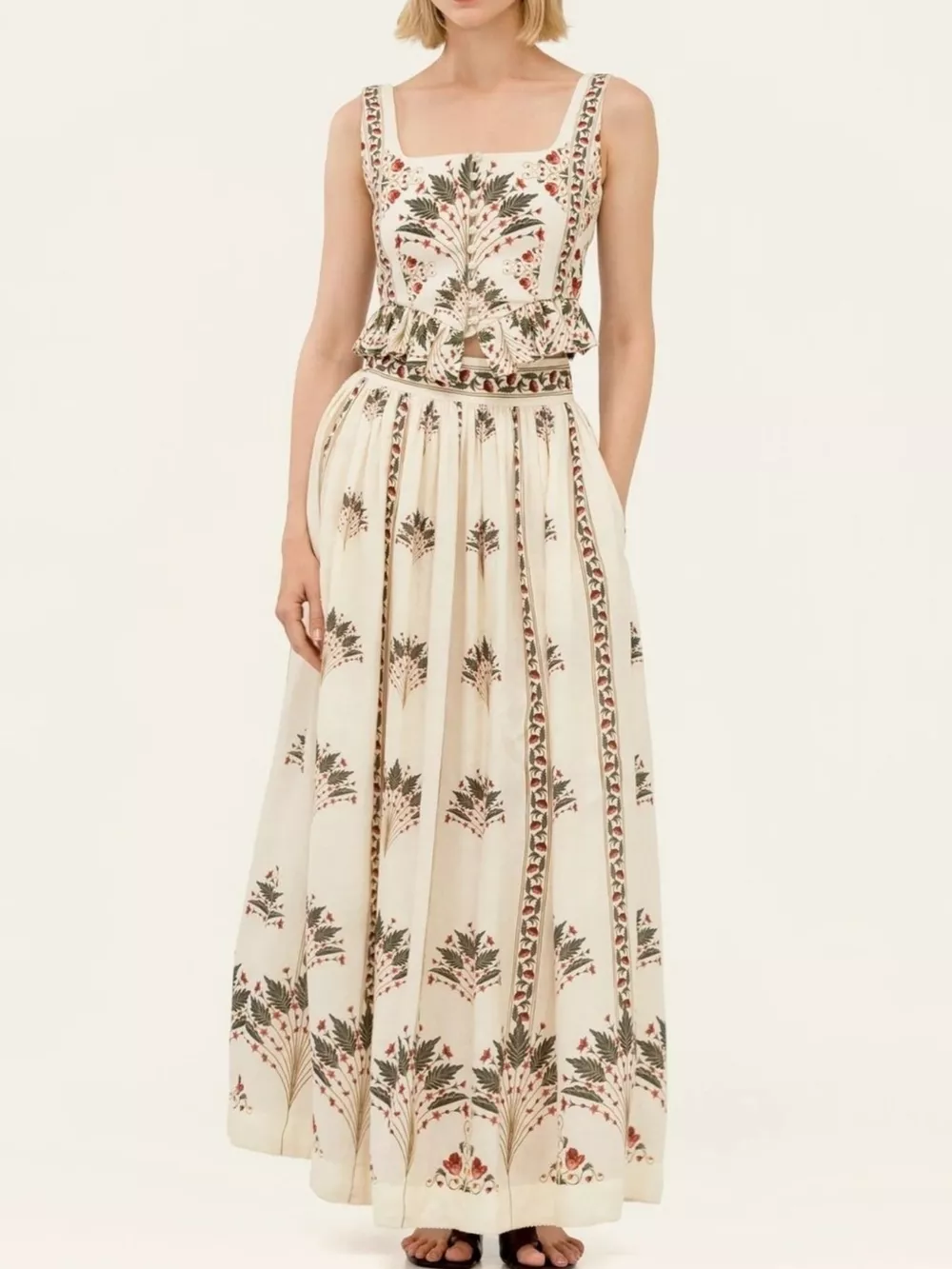 Floral Print Crop Top and Maxi Skirt Set, image 2