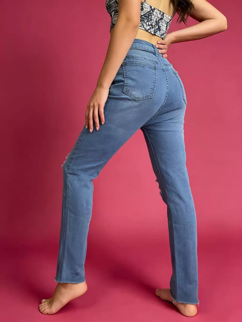 High-Waisted Distressed Jeans, image 9