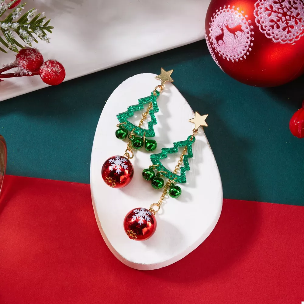 Christmas Tree Ball Drop Earrings, image 4