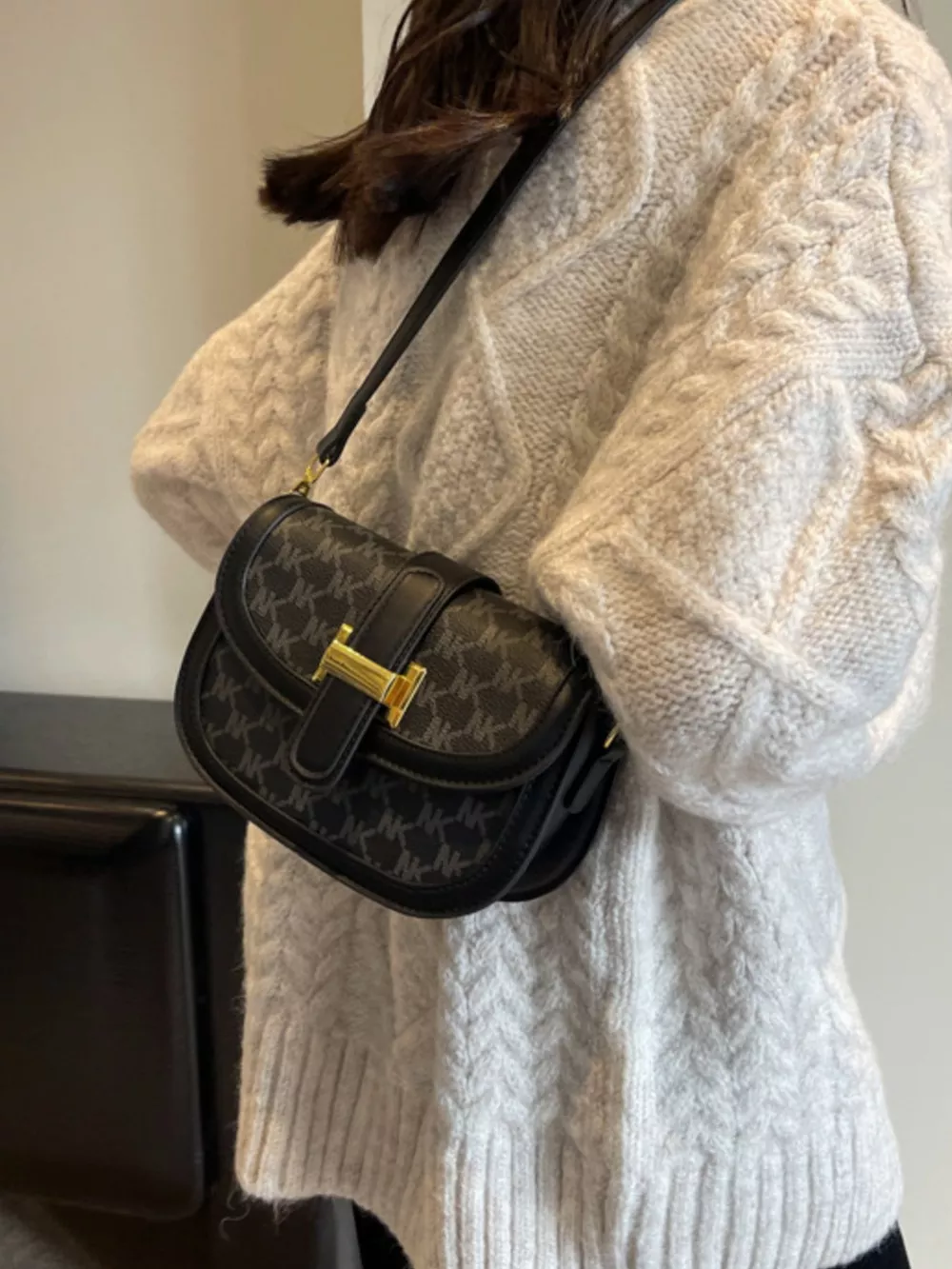 Patterned Flap Crossbody Bag