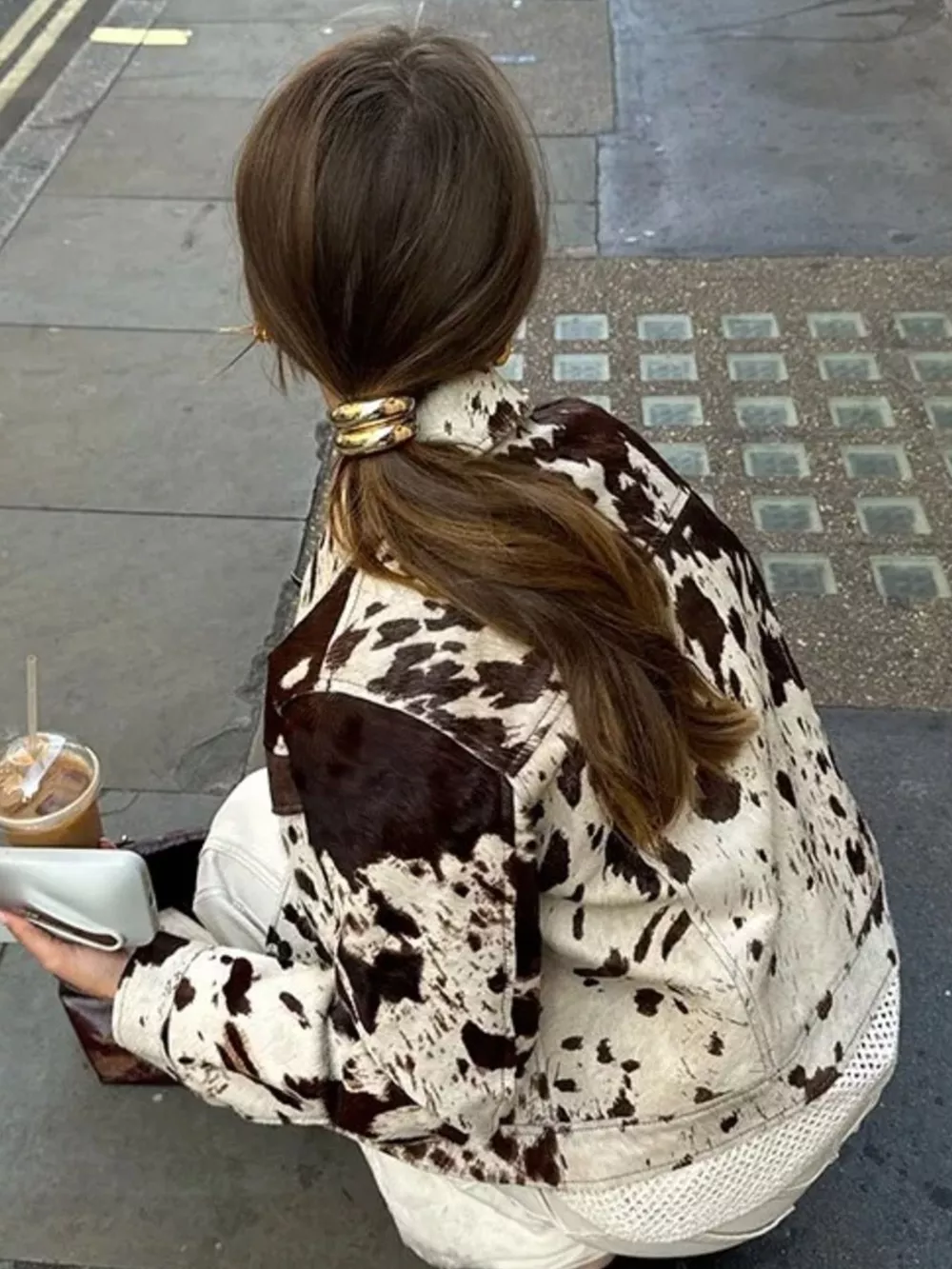 Cow Print Collared Neck Jacket, image 3