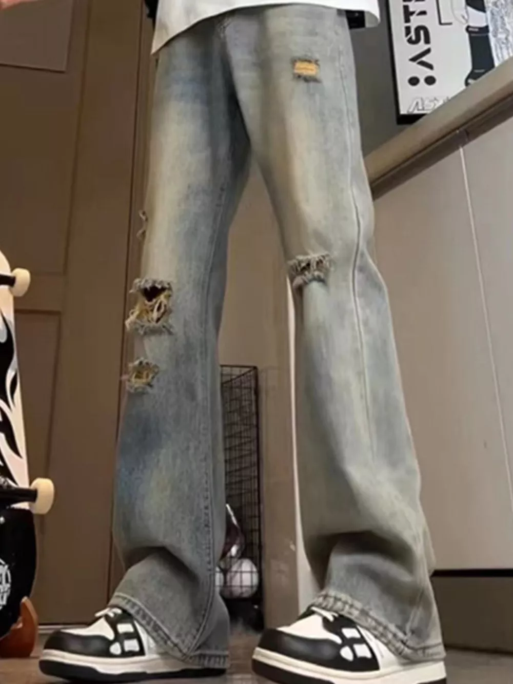 Men's Full Size Distressed Wide Leg Jeans Plus Size, image 2