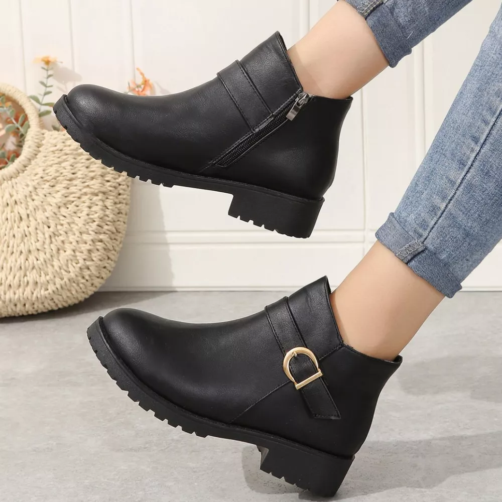 Round Toe Block Heels Boots, image 3