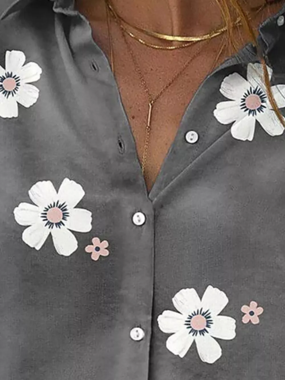 Full Size Floral Print Button-Down Casual Shirt Plus Size, image 6