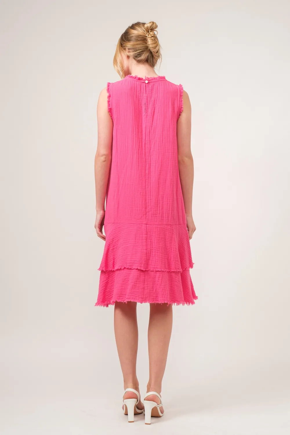 Washed Fringe Detail Tiered Dress, image 4