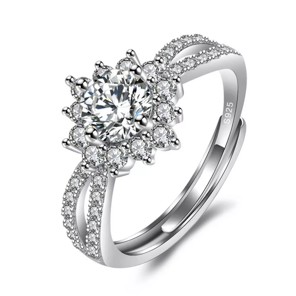 1 Carat Moissanite 925 Sterling Silver Flower Ring, image 5
