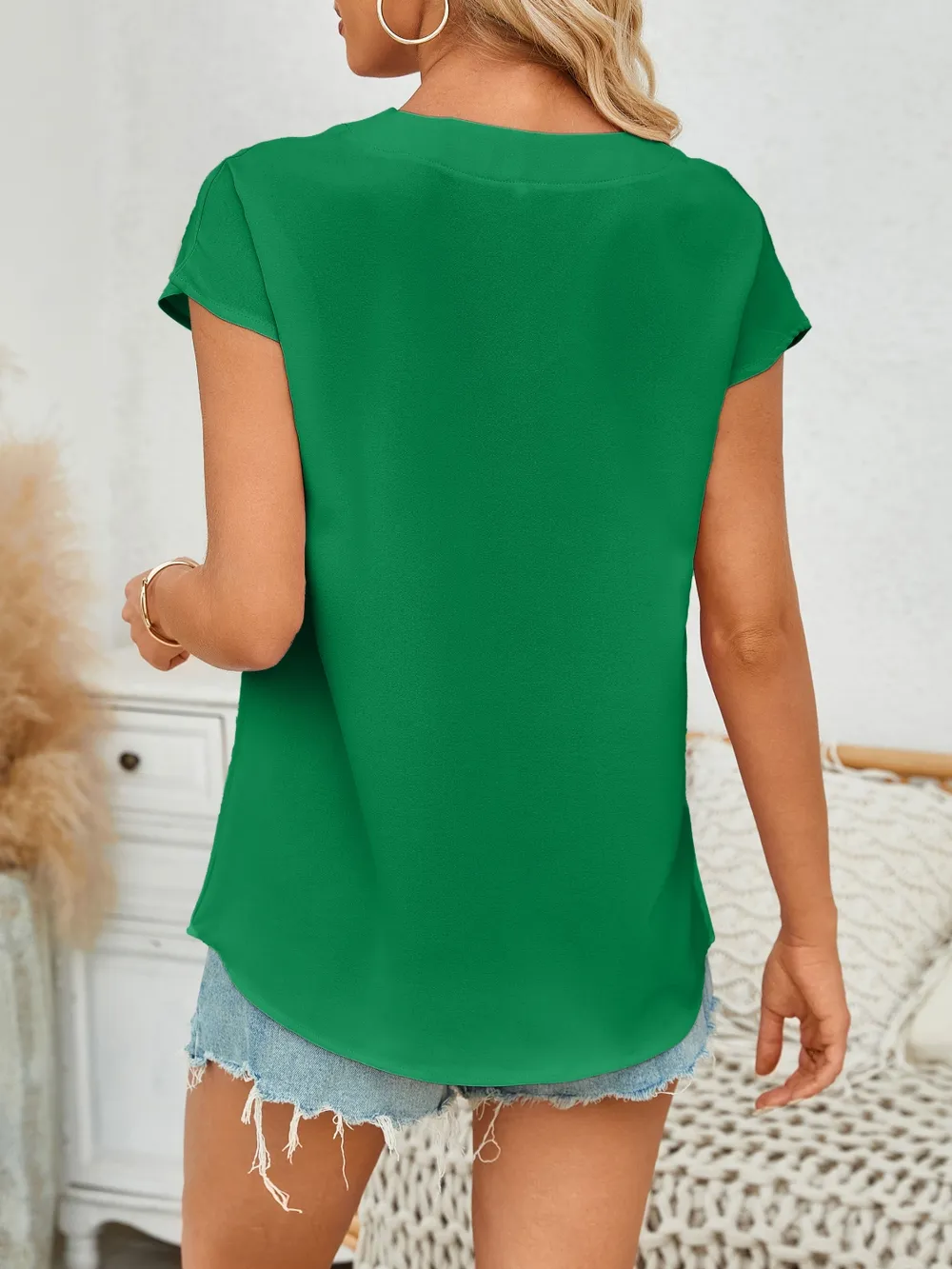 V-Neck Cap Sleeve Blouse, image 15