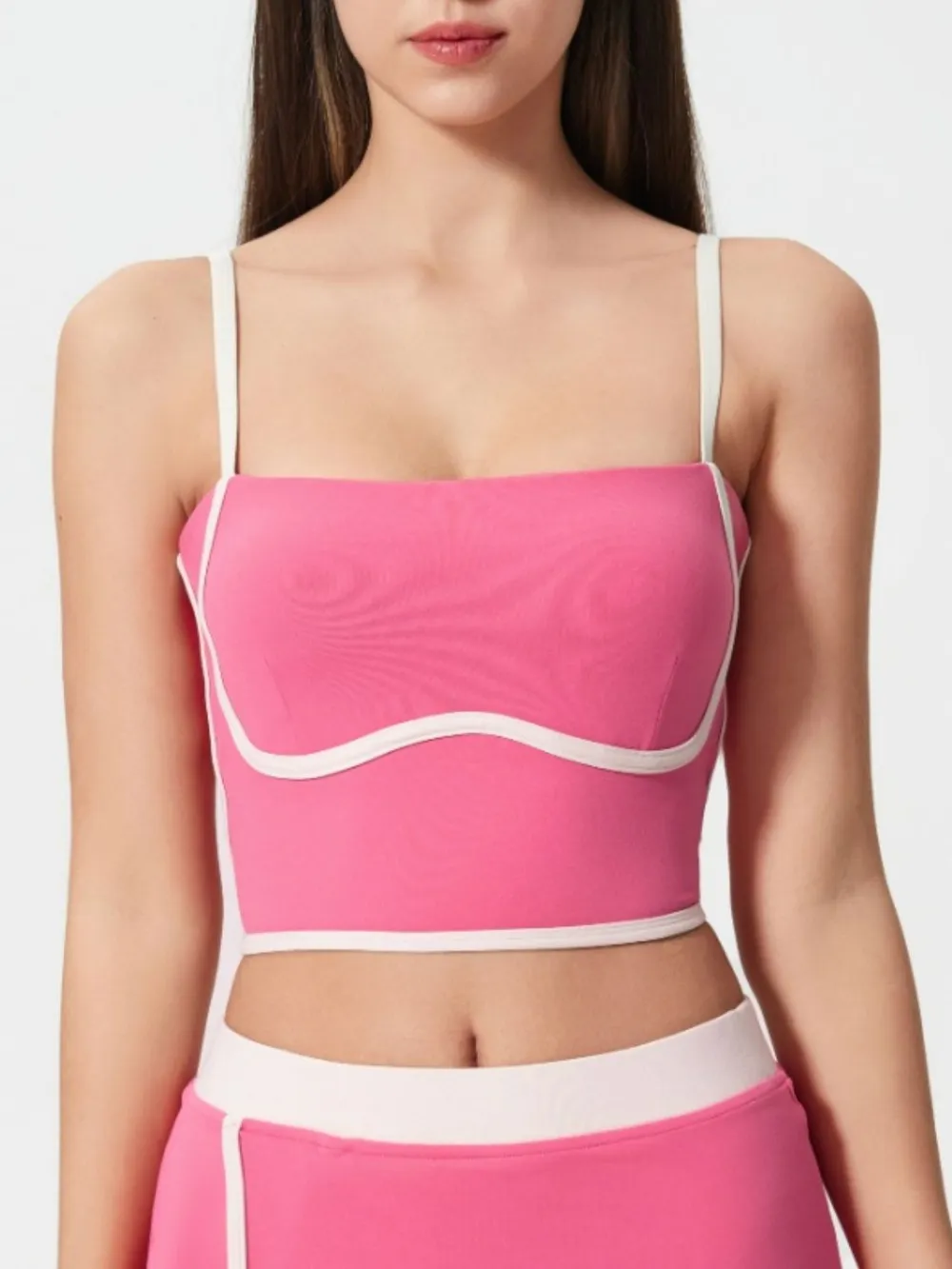 Contrast Trim Square Neck Active Cami with Detachable Chest Pads, image 6