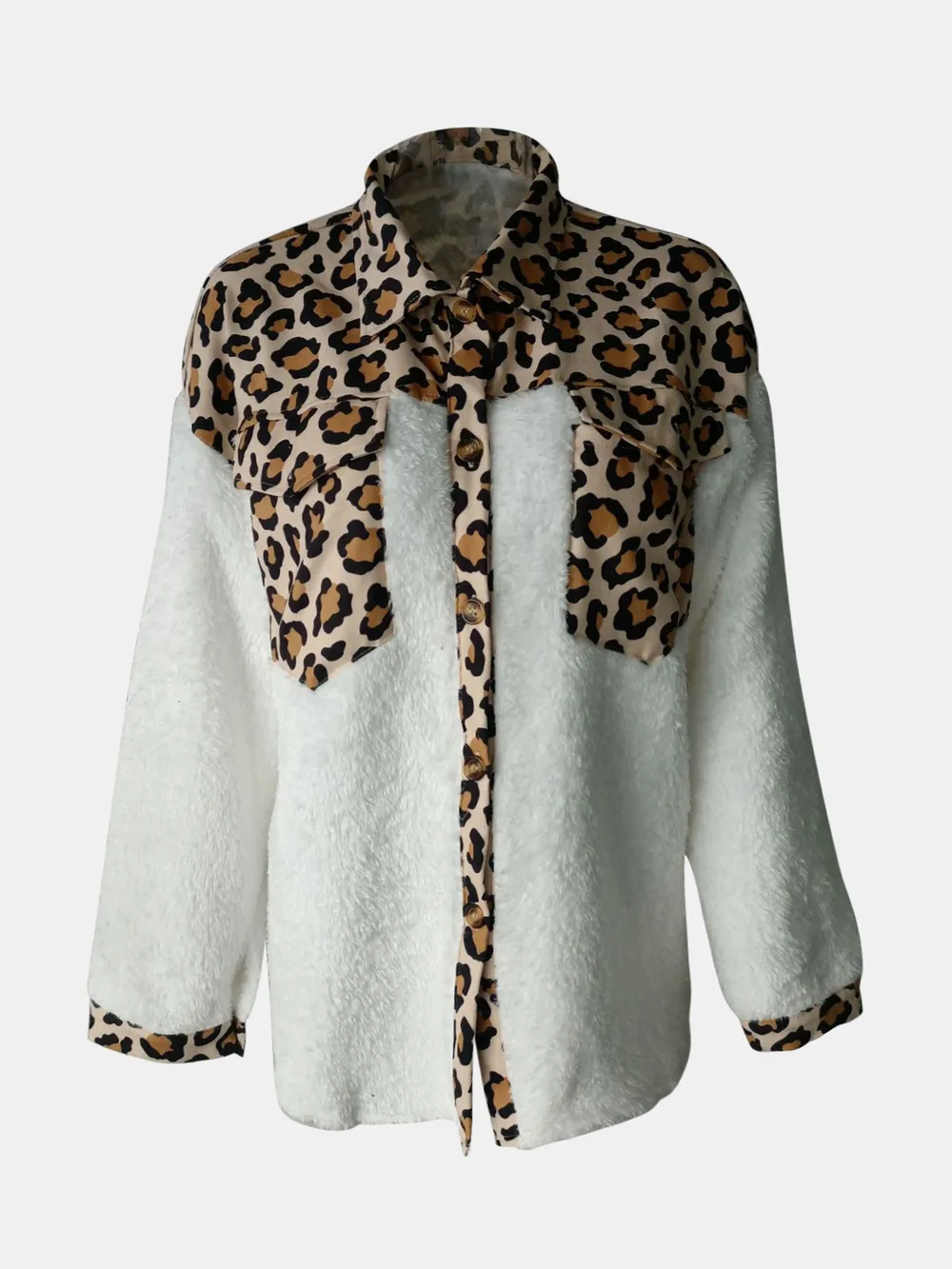 Fuzzy Button Up Long Sleeve Jacket, image 9