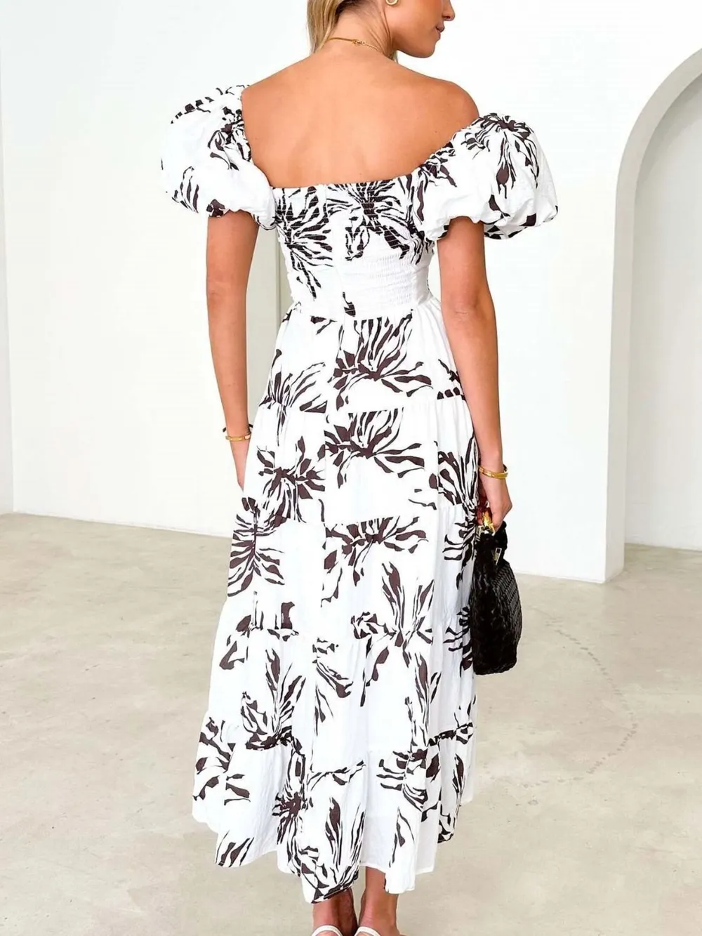 Off-Shoulder Floral Tiered Dress with Ruffle Details, image 9